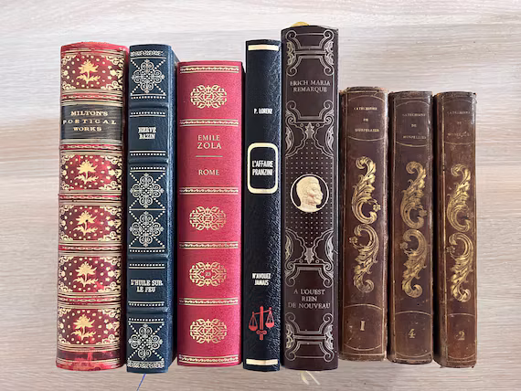 French Decorative Book | Leather & Fabric Bound | Bookshelf Decor | Choose Your Colour